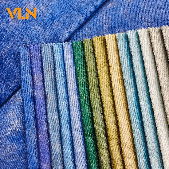 China Manufacturer 100% Polyester Jaguar Dyeing with Colorful Bronzing Foil Upholstery Textile Sofa Fabric