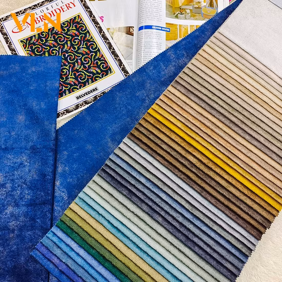 China Manufacturer 100% Polyester Jaguar Dyeing with Colorful Bronzing Foil Upholstery Textile Sofa Fabric