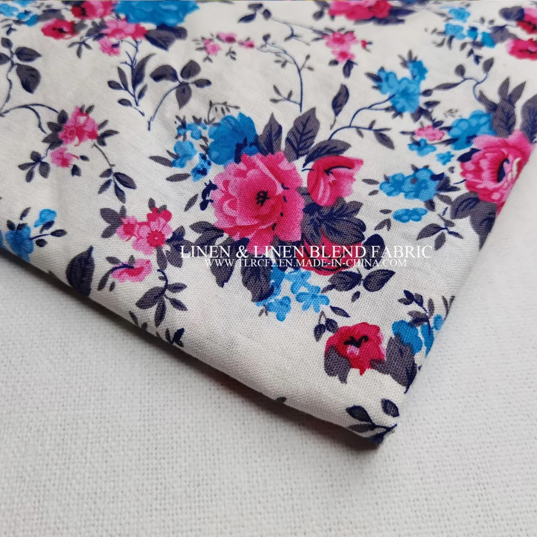 Manufacturer Customized Home Textile Digital Print Linen Viscose Fabric for Garment Household