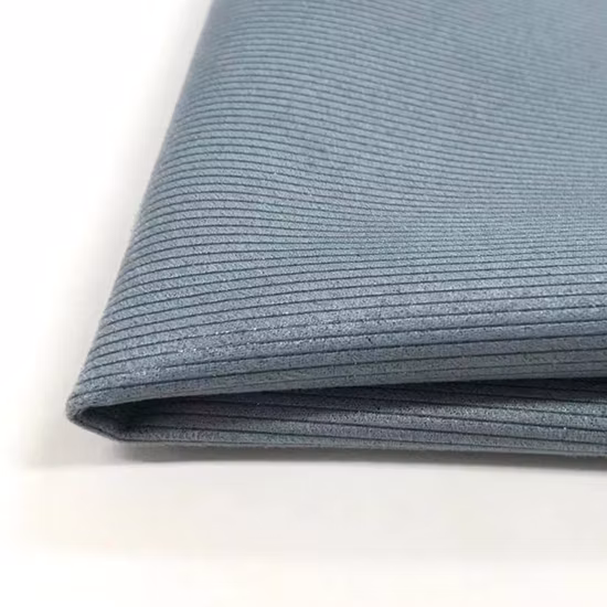 China Suppler Stretch-Strickstoff aus 92 % Polyester und 8 % Spandex-Luftschicht mit bronzierendem Wildleder für Freizeitkleidung, modisches Rocksofa